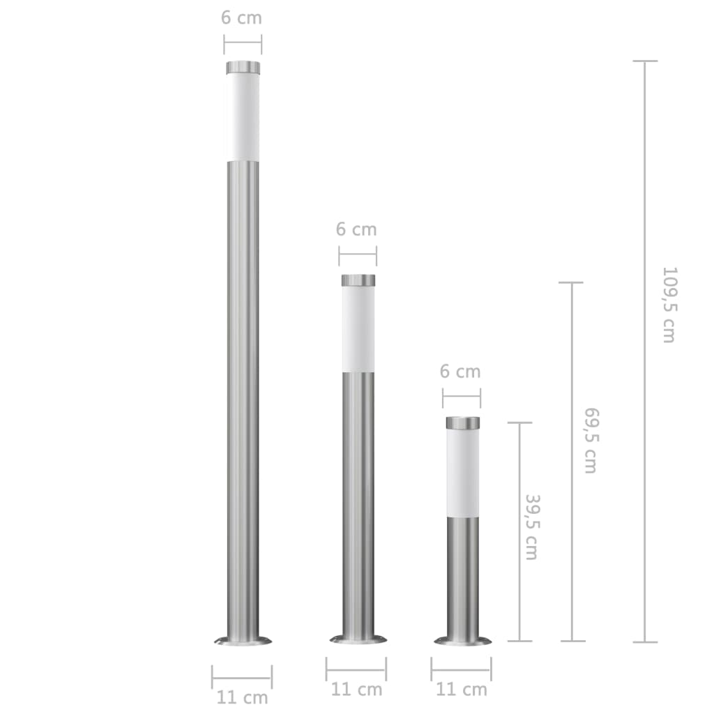 vidaXL Garden Lamp Set 3-piece Waterproof Stainless Steel - Silver