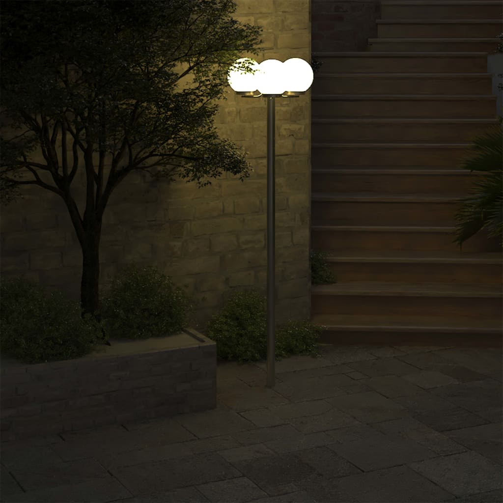 vidaXL Garden Lamp Post 3 Lamps 220 cm - White