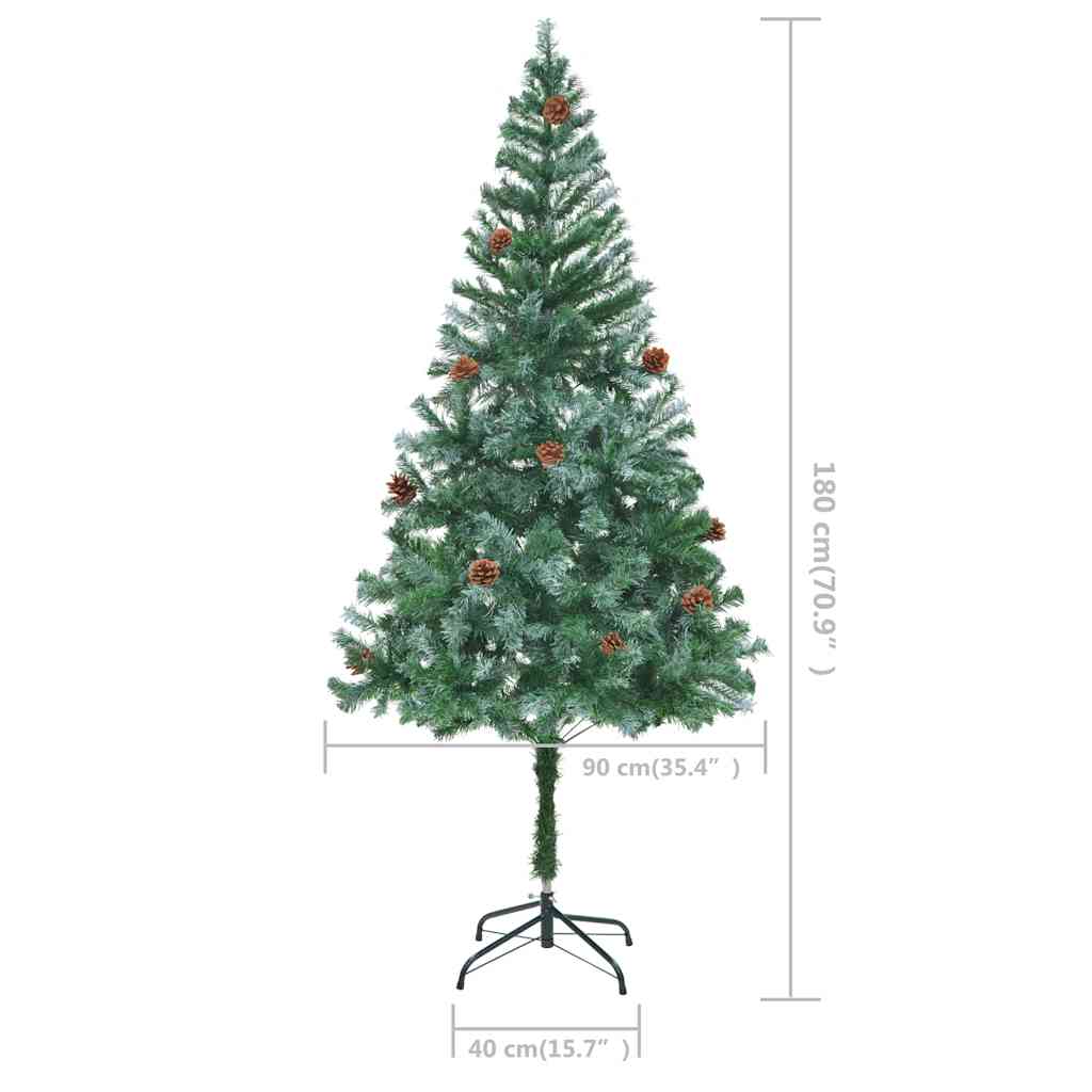 vidaXL Artificial Christmas Tree with Pinecones 180 cm - Green - 180 x 90 cm