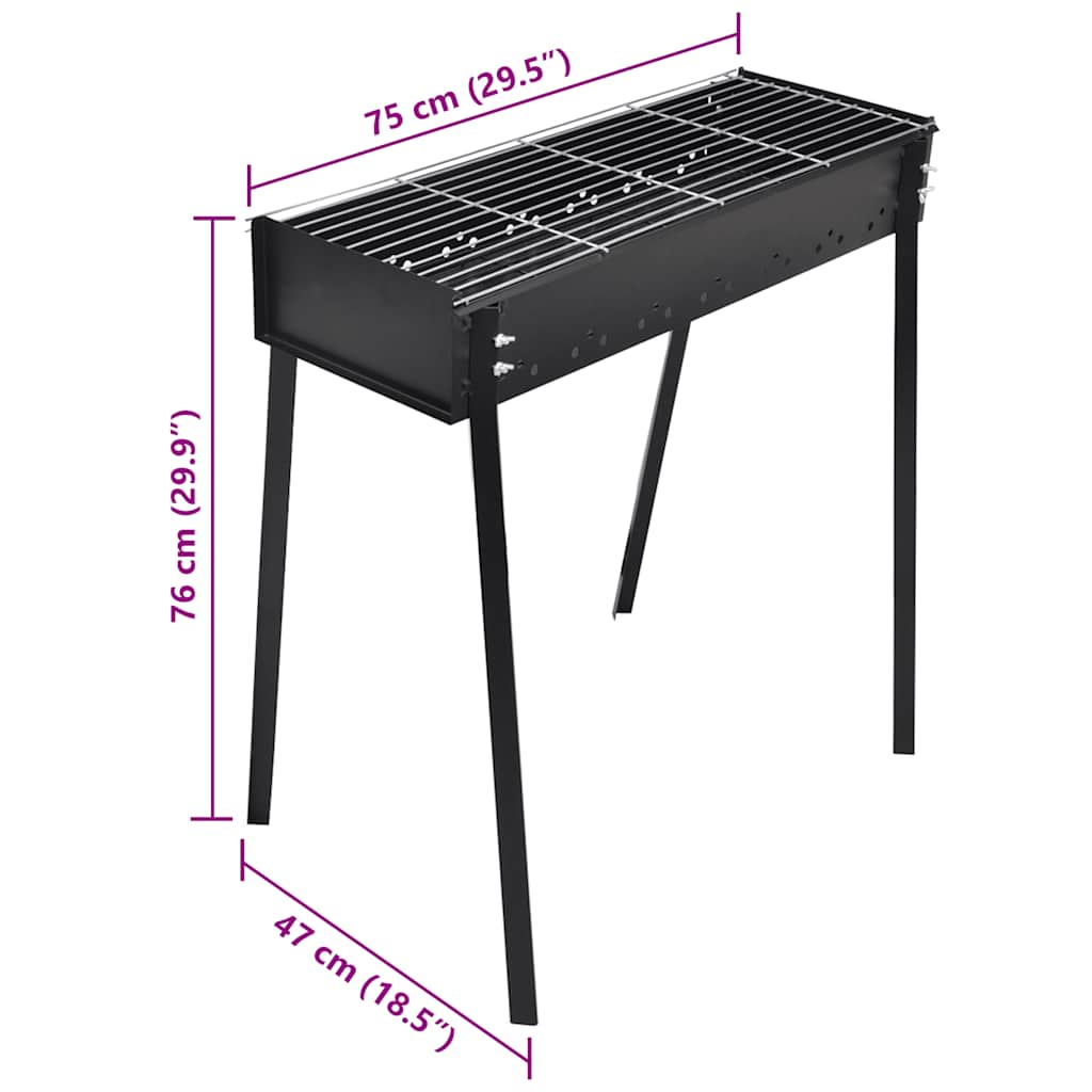 BBQ Stand Charcoal Barbecue Square 75 x 28 cm - Black