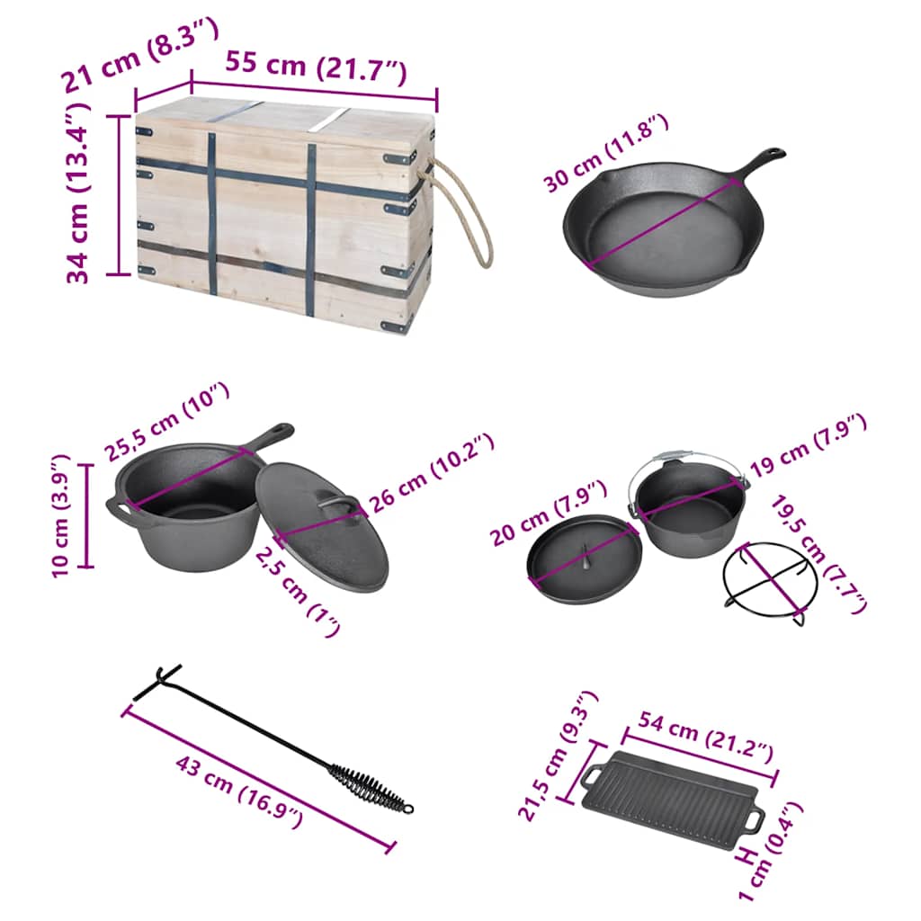 40829 Dutch Oven Set 9pcs - Black - 55 x 21 x 34 cm