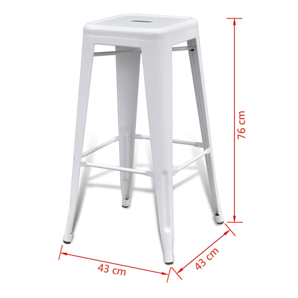 vidaXL Bar Stools 2 pcs White Steel - 43 x 43 x 76 cm