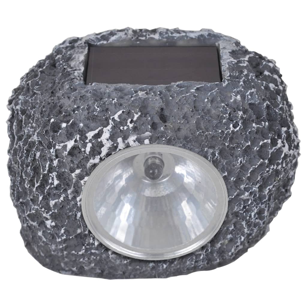 Outdoor Solar Powered LED Spotlight Stone Shape 12 pcs - Grey
