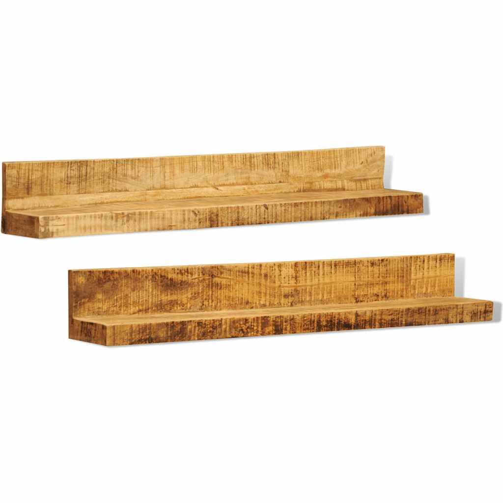 241088 vidaXL Display Shelf 2 pcs Solid Wood Wall-Mounted - Brown - 110 x 16 x 16 cm
