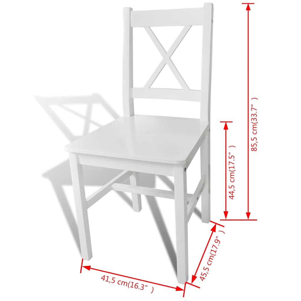 vidaXL Dining Chairs 2 pcs White Pinewood - 41.4 x 45.5 x 85.5 cm
