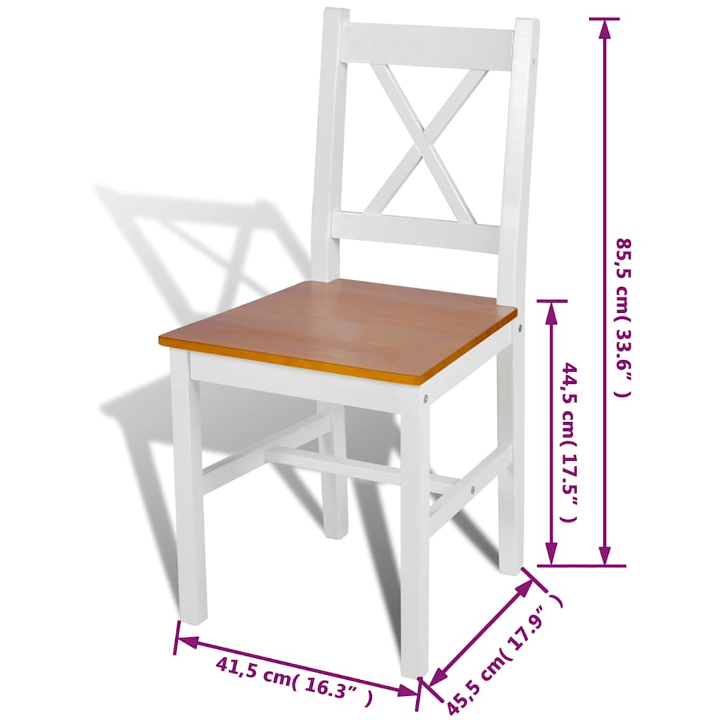 vidaXL Dining Chairs 4 pcs White Pinewood - 41.4 x 45.5 x 85.5 cm - 67790