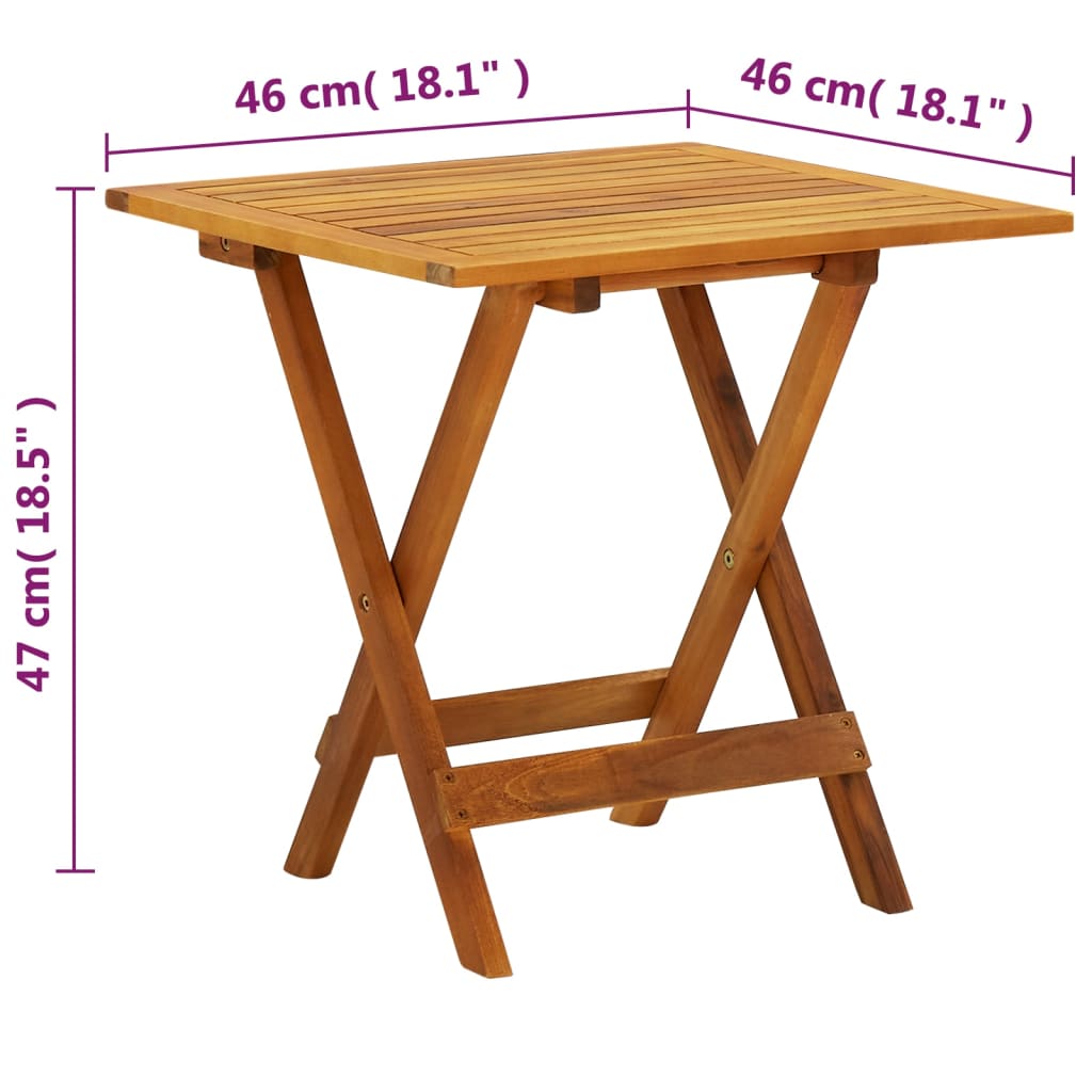 vidaXL Bistro Table 46x46x47 cm Solid Acacia Wood - Brown