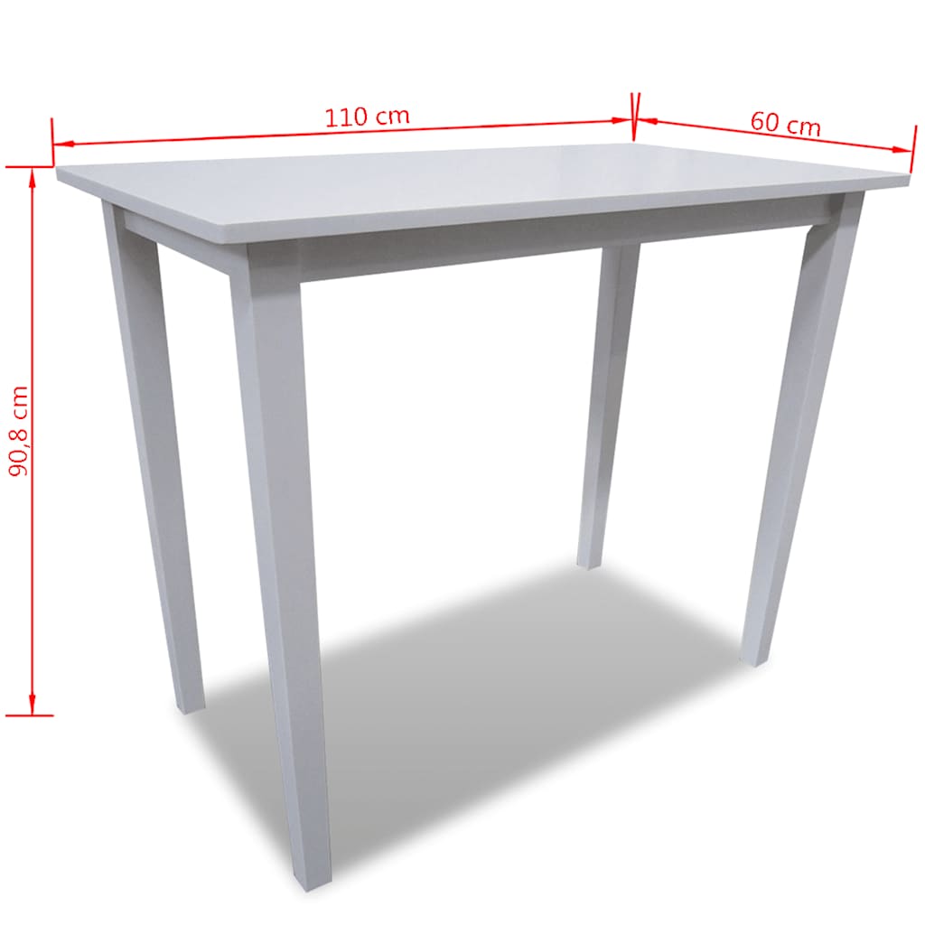 vidaXL Wooden Bar Table White - 110 x 60 x 90.8 cm