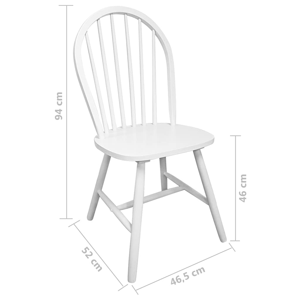 vidaXL Dining Chairs 2 pcs White Solid Rubber Wood - 46.5 x 52 x 94 cm