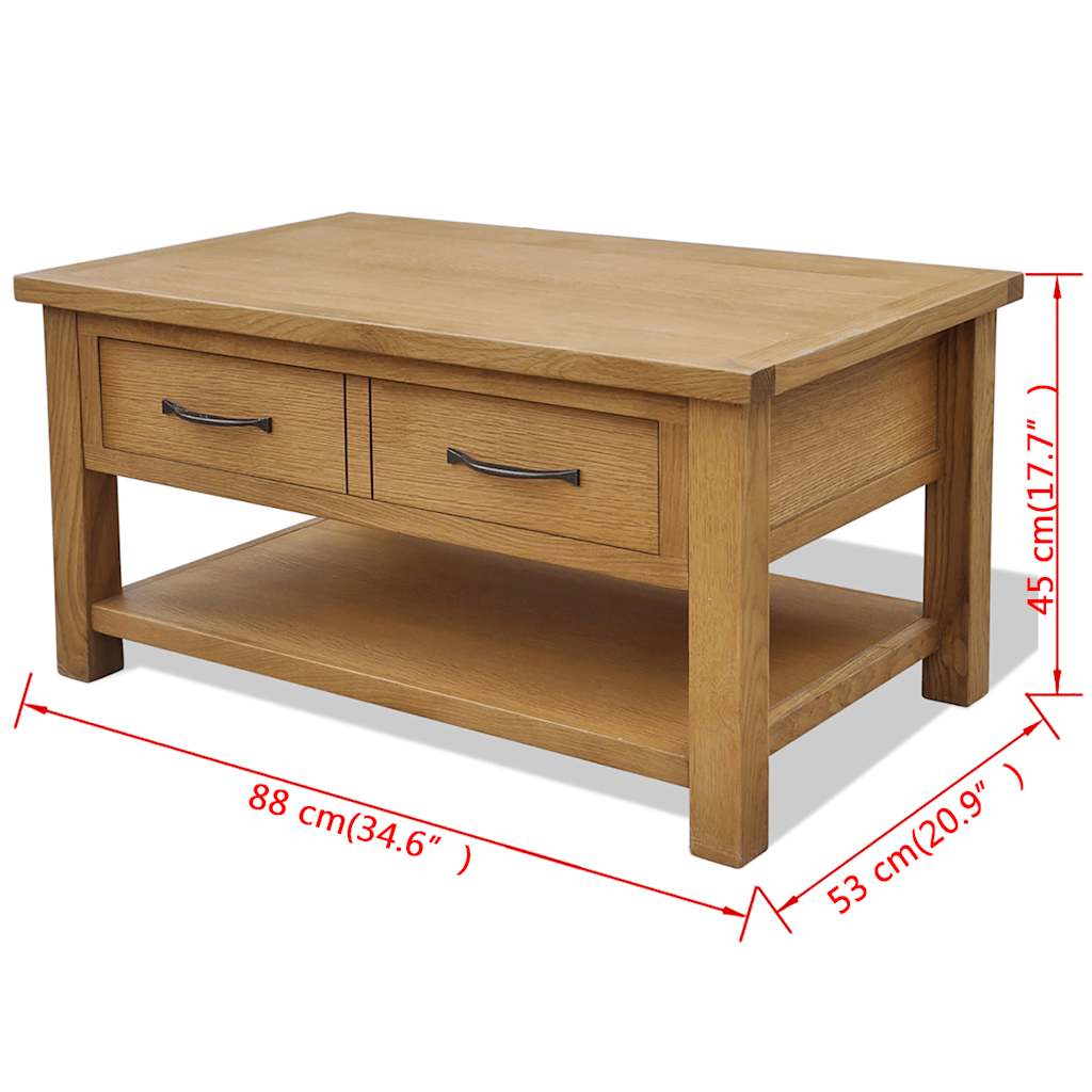 242745 vidaXL Coffee Table 88x53x45 cm Solid Oak Wood - Brown