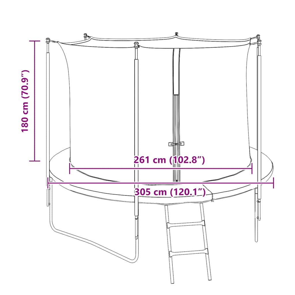 Safety Net for 3.05 m Round Trampoline - Black