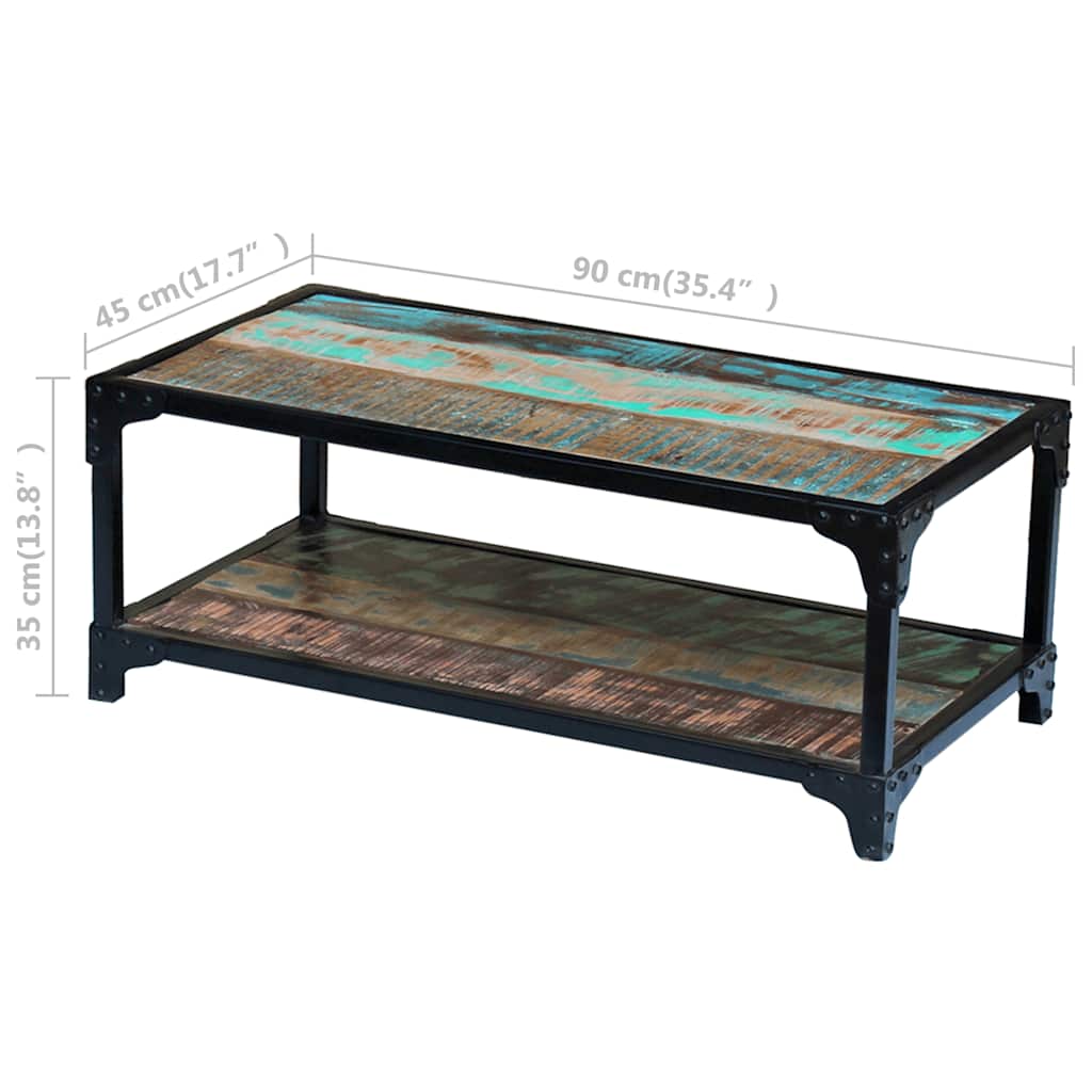 vidaXL Coffee Table Solid Reclaimed Wood - Multicolour - 90 x 45 x 35 cm