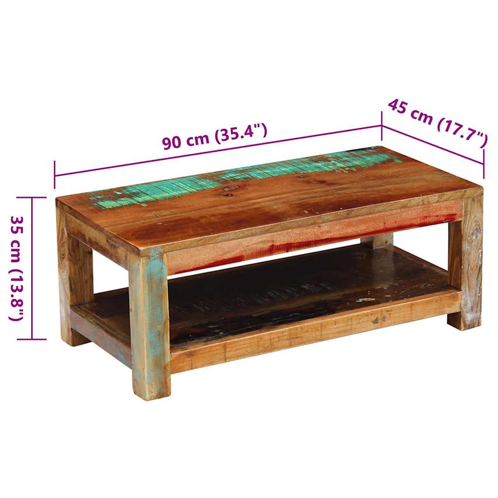 243322 vidaXL Coffee Table Solid Reclaimed Wood 90x45x35 cm - Brown