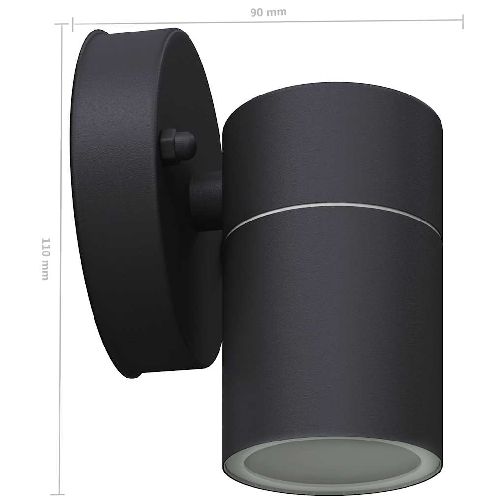 vidaXL Outdoor LED Wall Lights 2 pcs Stainless Steel Downwards - Black