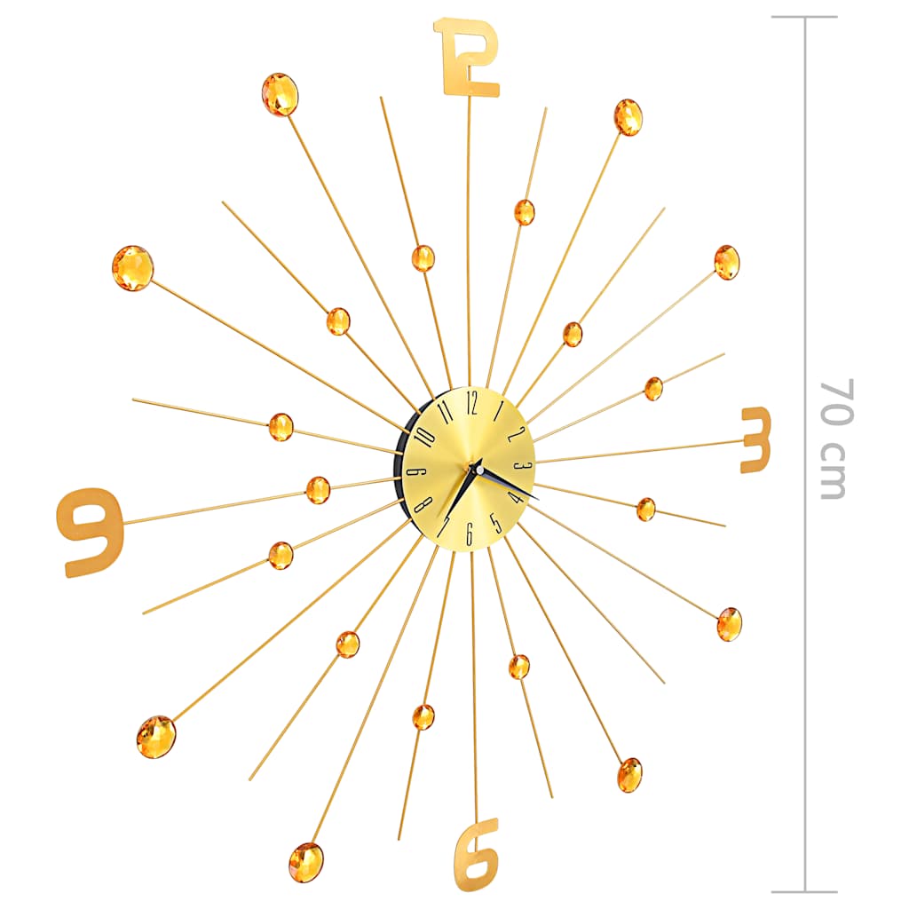 283857 vidaXL Wall Clock Metal 70 cm Golden - Gold - 70 x 70 cm