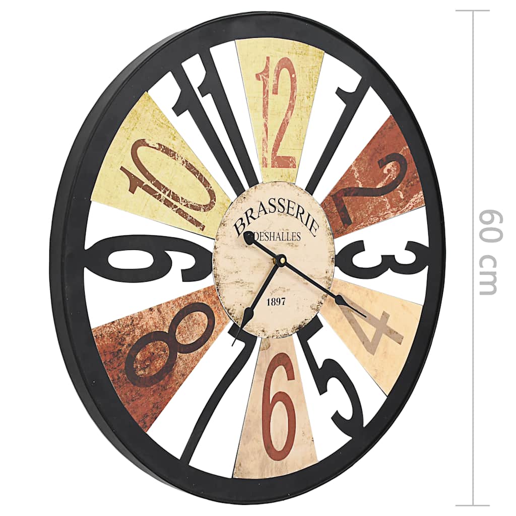 283863 vidaXL Wall Clock Metal 60 cm Multicolour - 60 x 60 cm