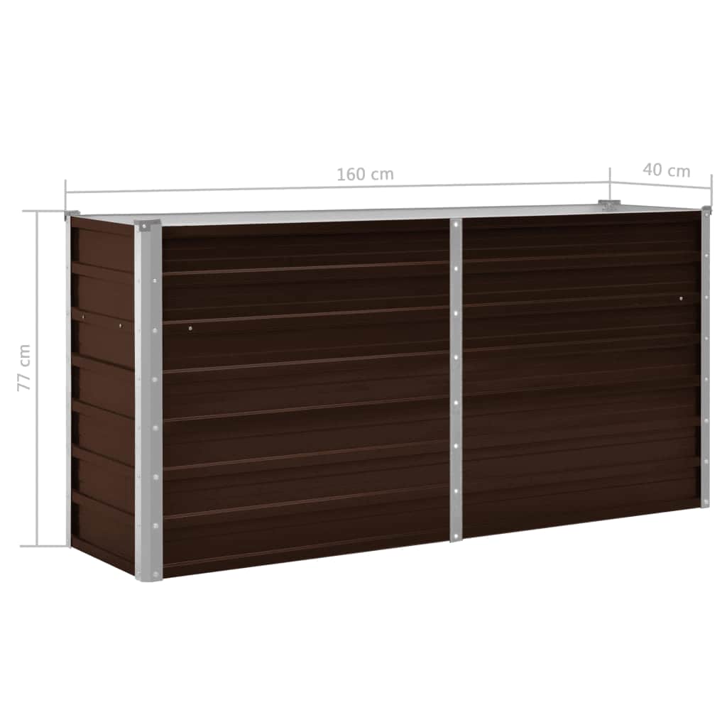 vidaXL Garden Raised Bed Brown 160x40x77 cm Galvanised Steel