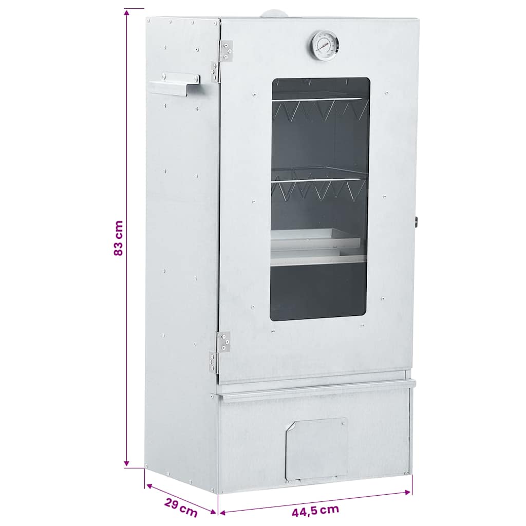 vidaXL BBQ Oven Smoker with 1kg Wood Chips 44.5x29x83 cm - Silver