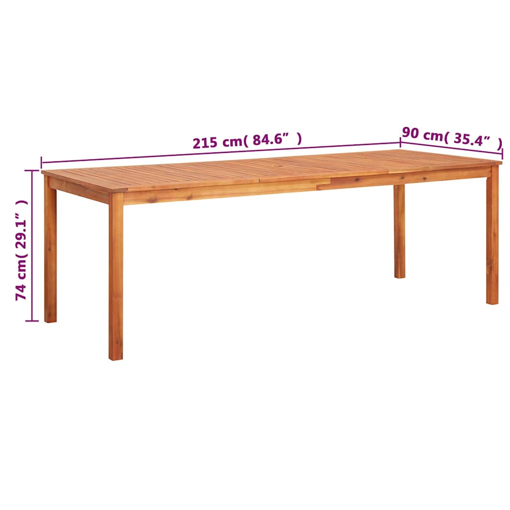 vidaXL Garden Table 215x90x74 cm Solid Acacia Wood - Brown