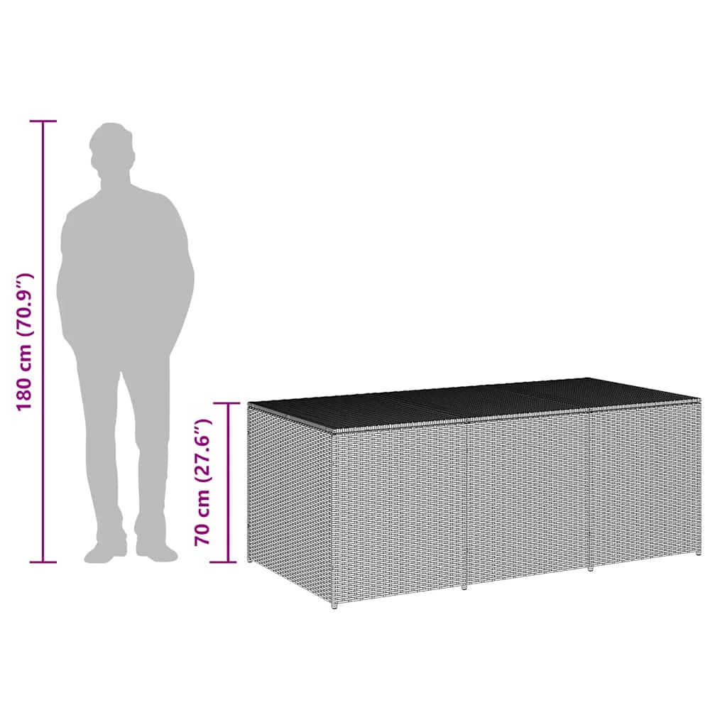 vidaXL Storage Chest | Brown | Poly Rattan | Large | Garden Storage Box - 180 x 90 x 70 cm