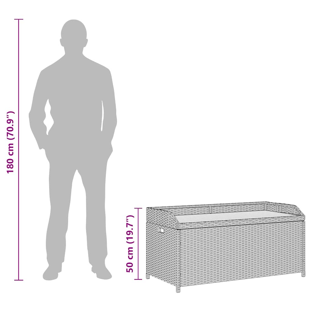 vidaXL Garden Storage Bench 120 cm Poly Rattan Grey - 120 x 50 x 50 cm