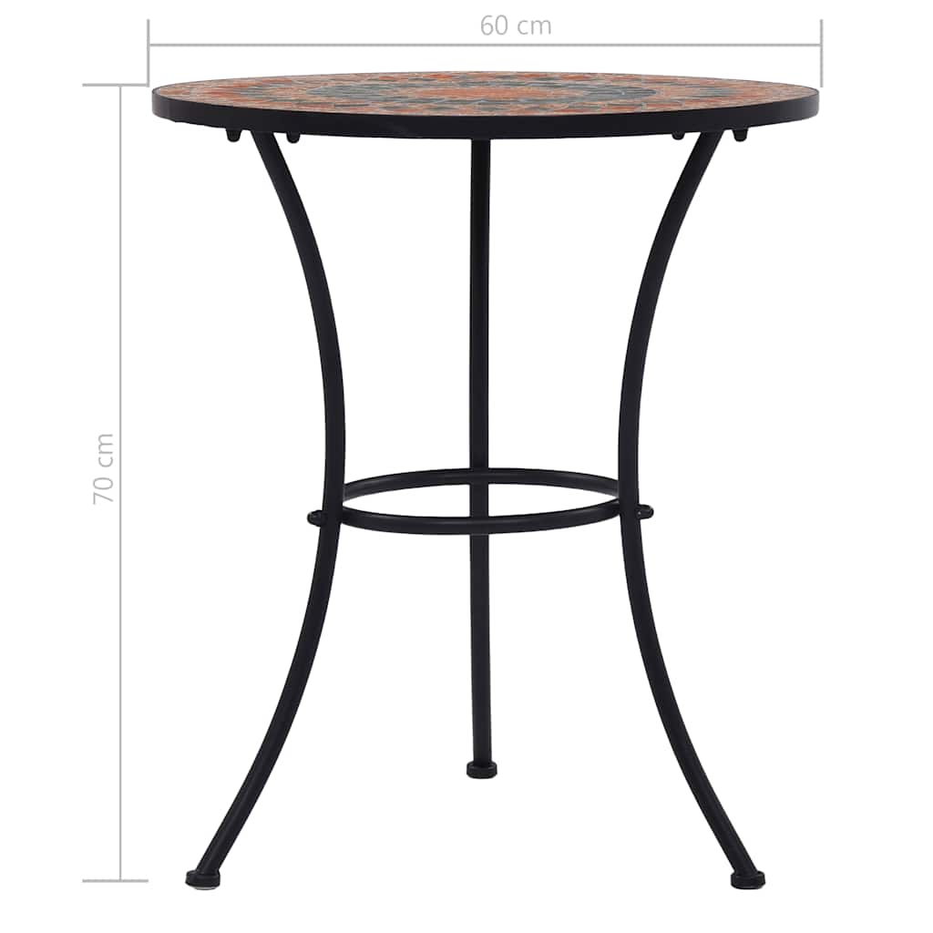 vidaXL Mosaic Bistro Table Orange/Grey 60cm Ceramic - 60 cm