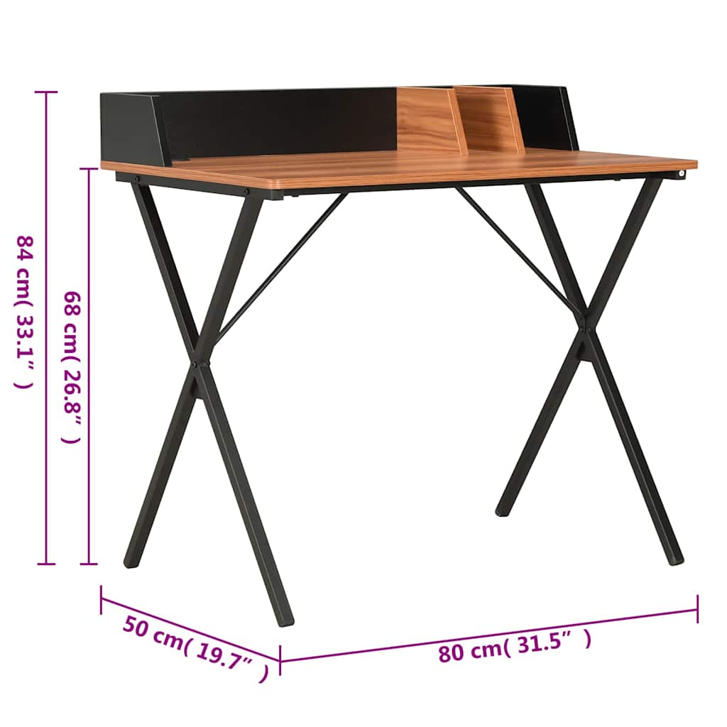 vidaXL Desk Black and Brown 80x50x84 cm
