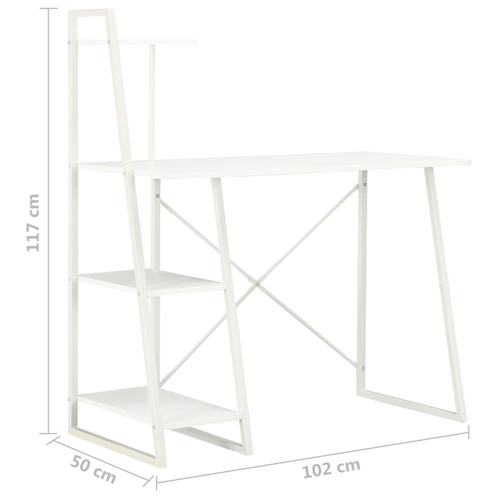 20282 vidaXL Desk with Shelving Unit White 102x50x117 cm