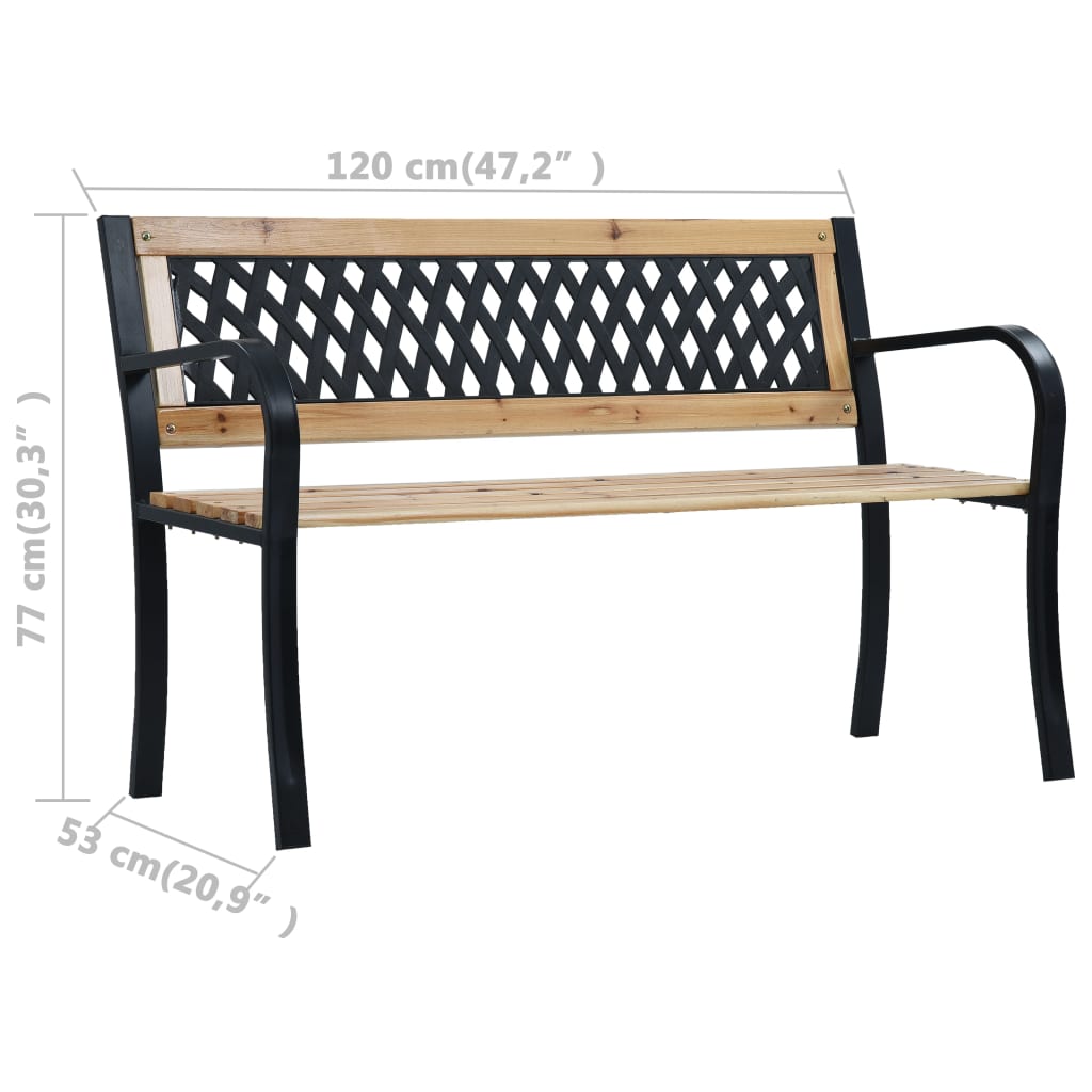 vidaXL Garden Bench 120 cm Wood - Brown - 120 x 53 x 77 cm