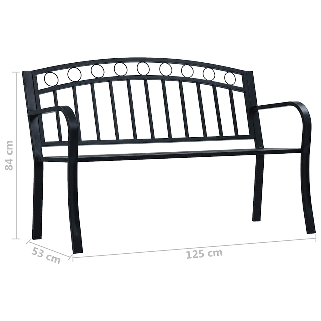 vidaXL Garden Bench 125 cm Black Steel - 31172
