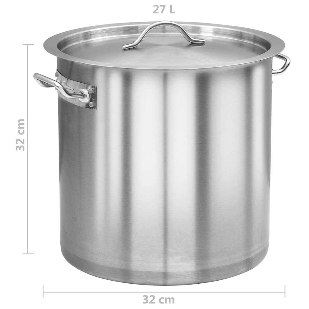 vidaXL Stock Pot 26 L 32x32 cm Stainless Steel - Silver - 32 cm