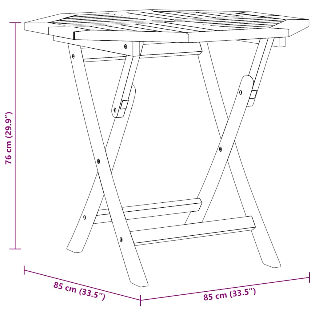 vidaXL Folding Garden Table 85x85x76 cm Solid Teak Wood - Brown