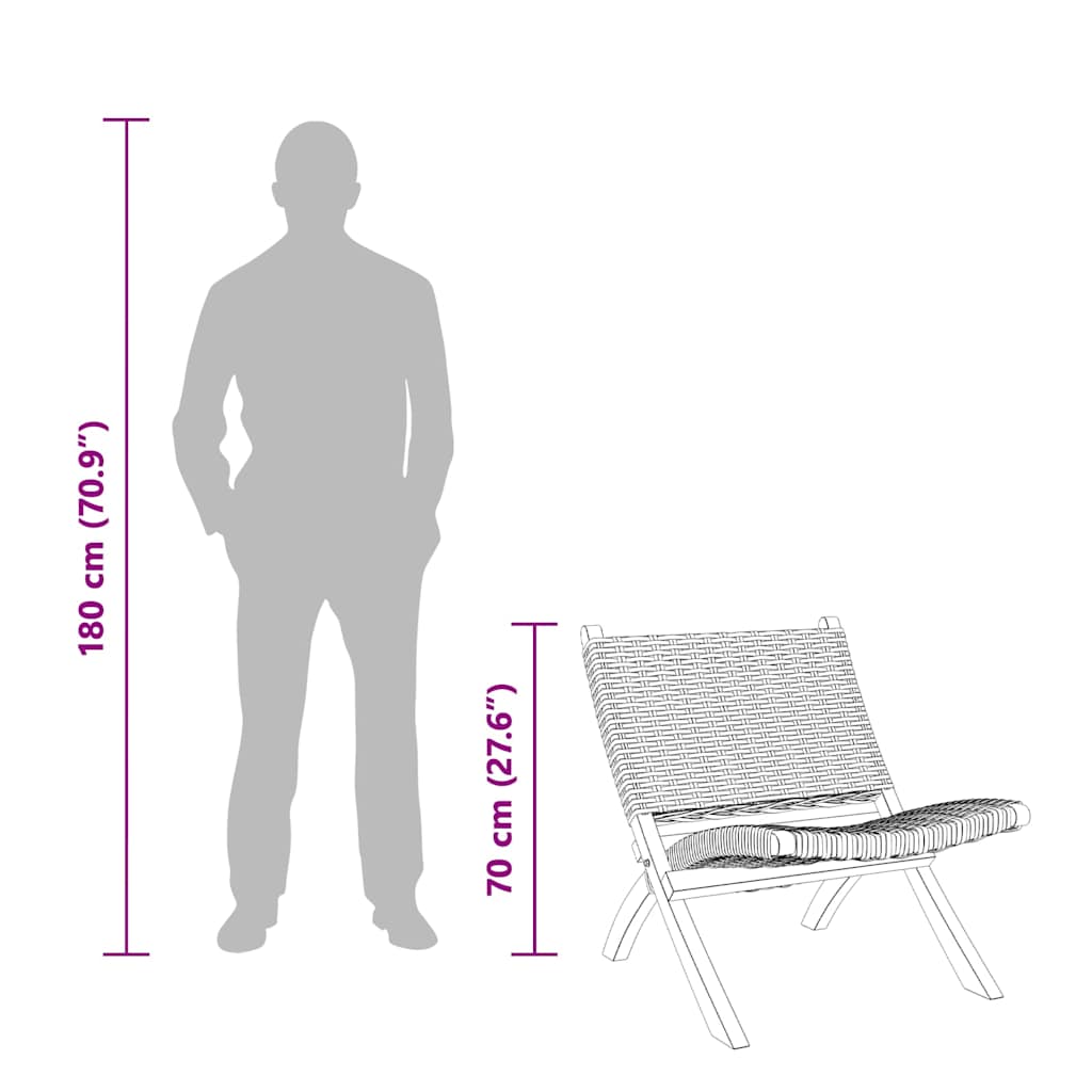 285800 vidaXL Relaxing Chair White Natural Kubu Rattan and Solid Mahogany Wood - 60 x 77 x 70 cm