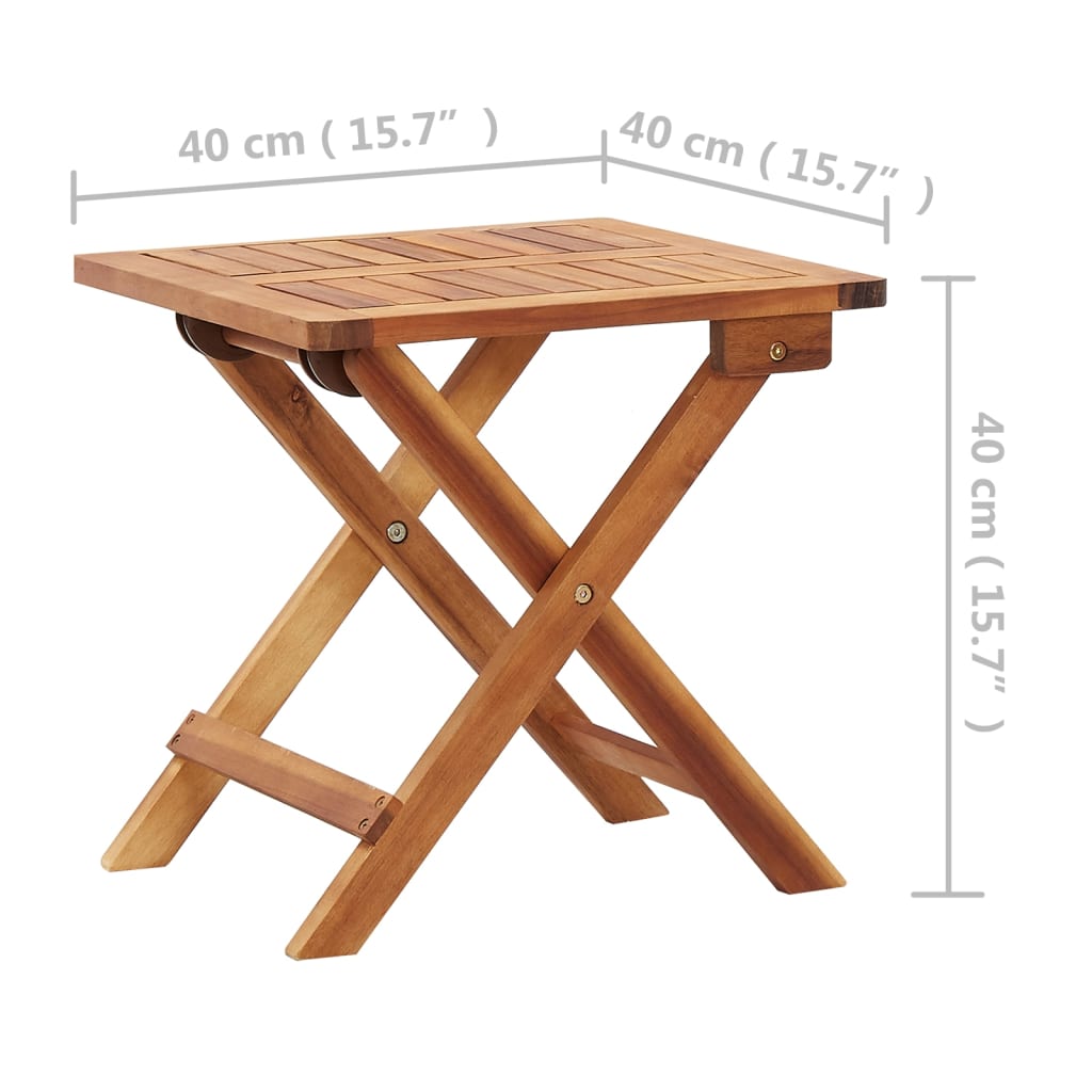 vidaXL Folding Garden Coffee Table 40x40x40 cm Solid Acacia Wood - Brown