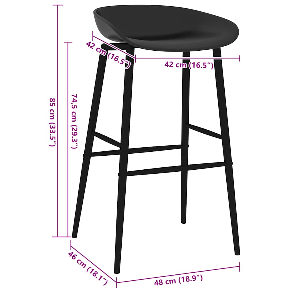 vidaXL Bar Chairs 4 pcs Black - 48 x 46 x 85 cm