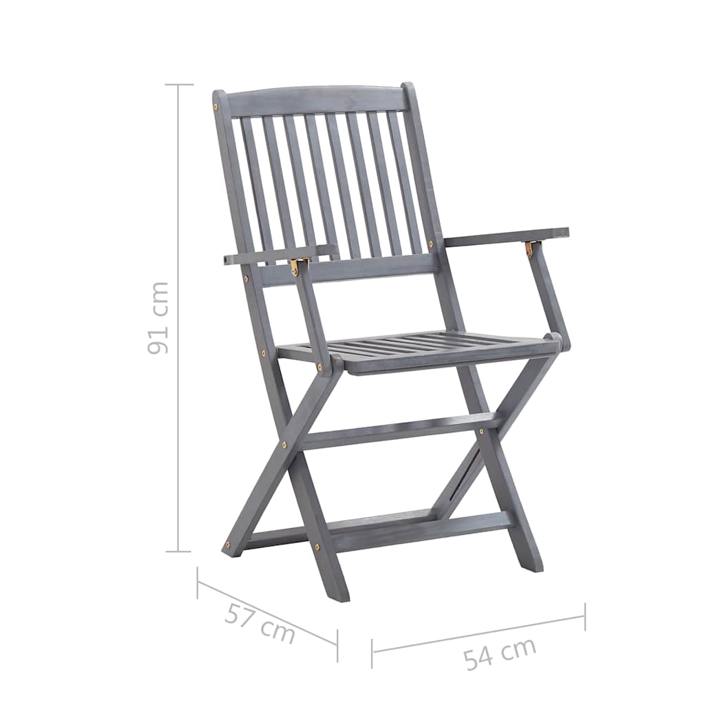 vidaXL Garden Dining Set | Grey | Solid acacia wood | Medium | Foldable