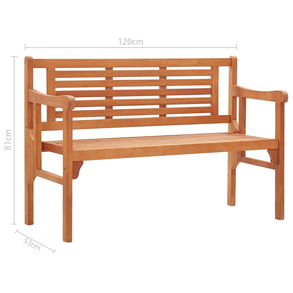 vidaXL Foldable Garden Bench 120 cm Solid Eucalyptus Wood - Brown - 120 x 53 x 81 cm
