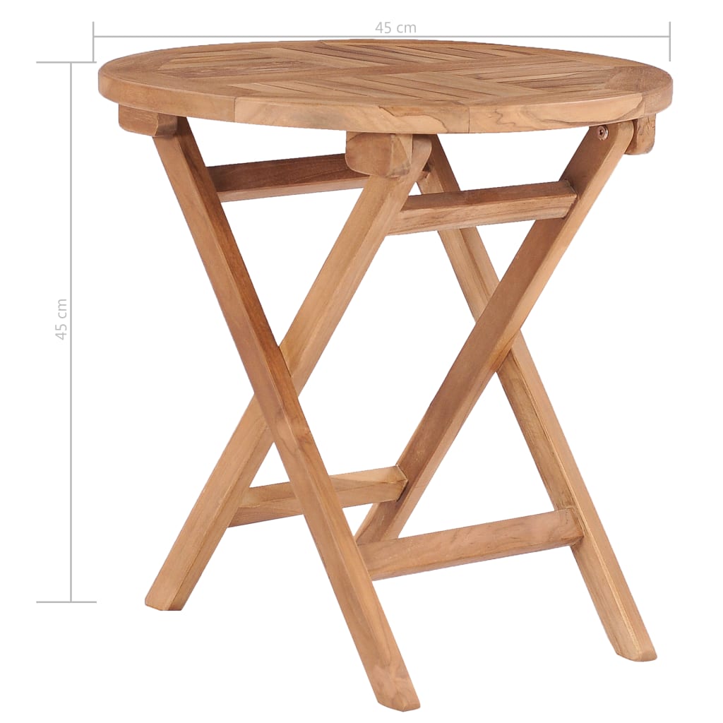 vidaXL Folding Garden Table 45 cm Solid Teak Wood - Brown