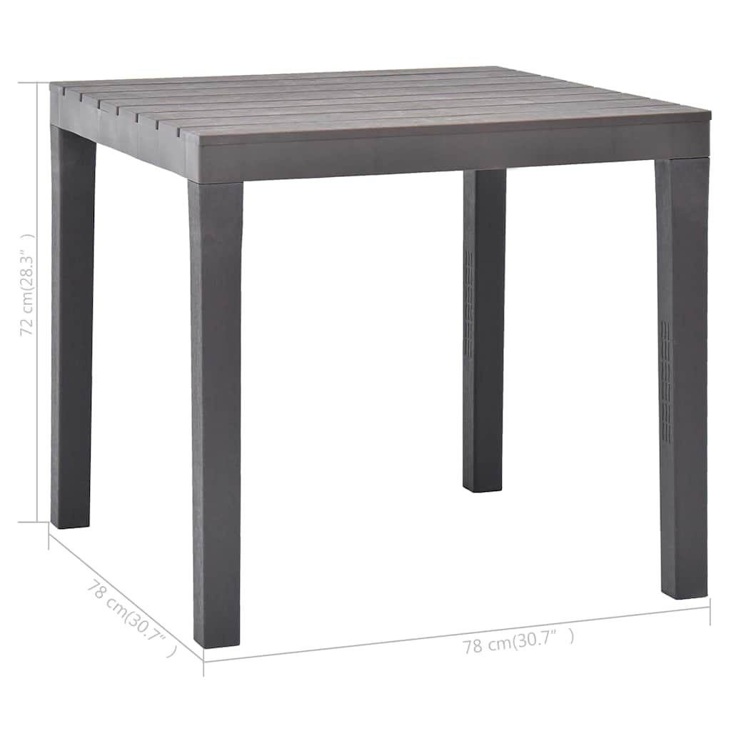 vidaXL Garden Table Mocca 78x78x72 cm Plastic - Grey