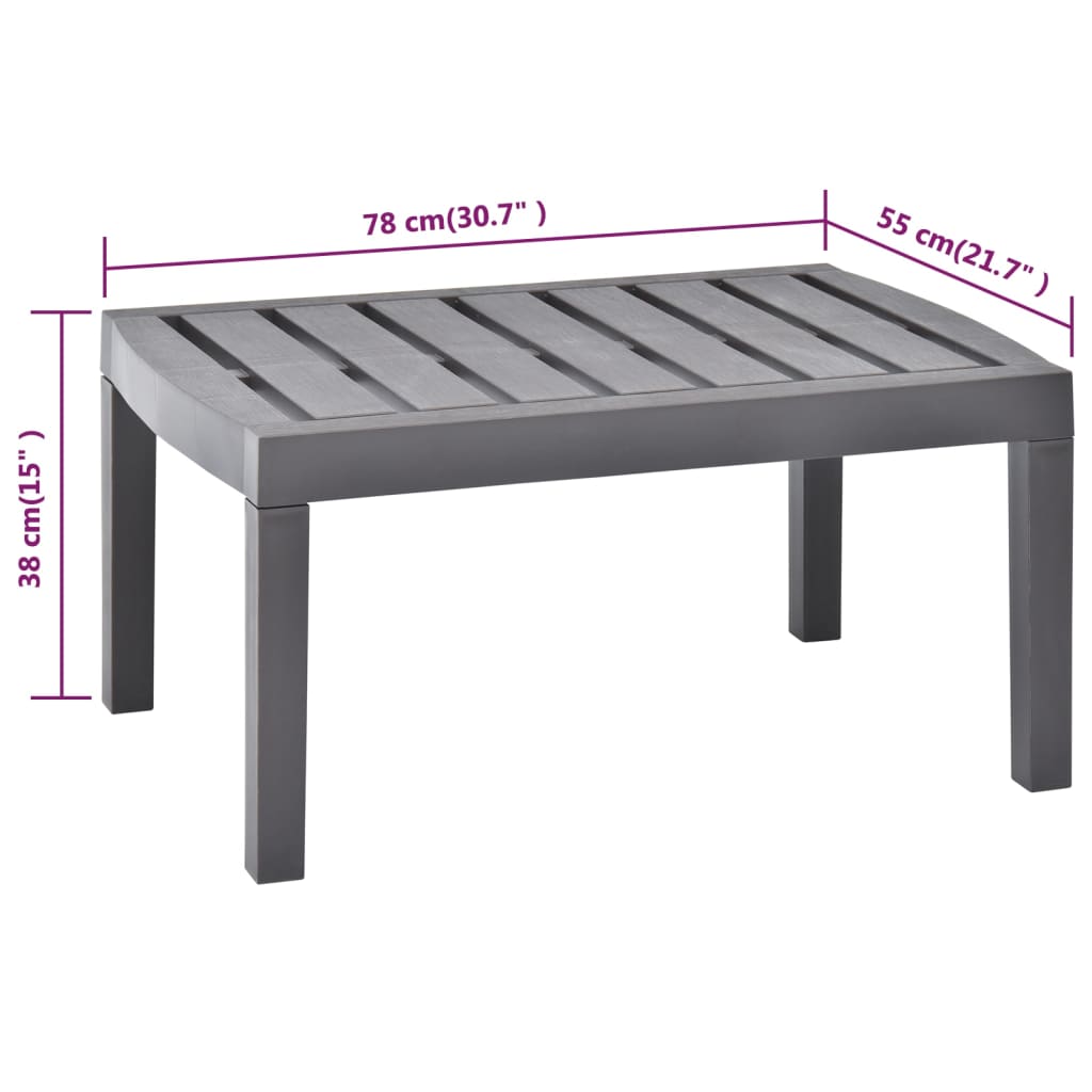 vidaXL Garden Table Mocha 78x55x38 cm Plastic - Grey