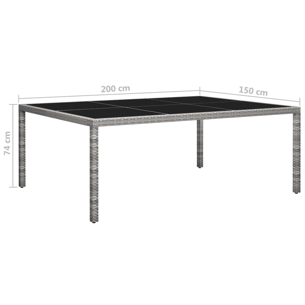 vidaXL Outdoor Dining Table Grey 200x150x74 cm Poly Rattan