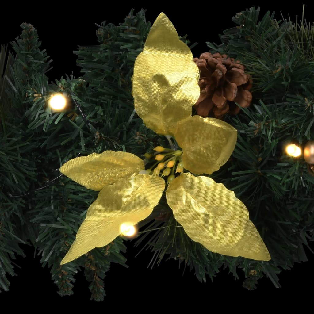 vidaXL Christmas Wreath with LED Lights Green 60 cm PVC - Green & gold