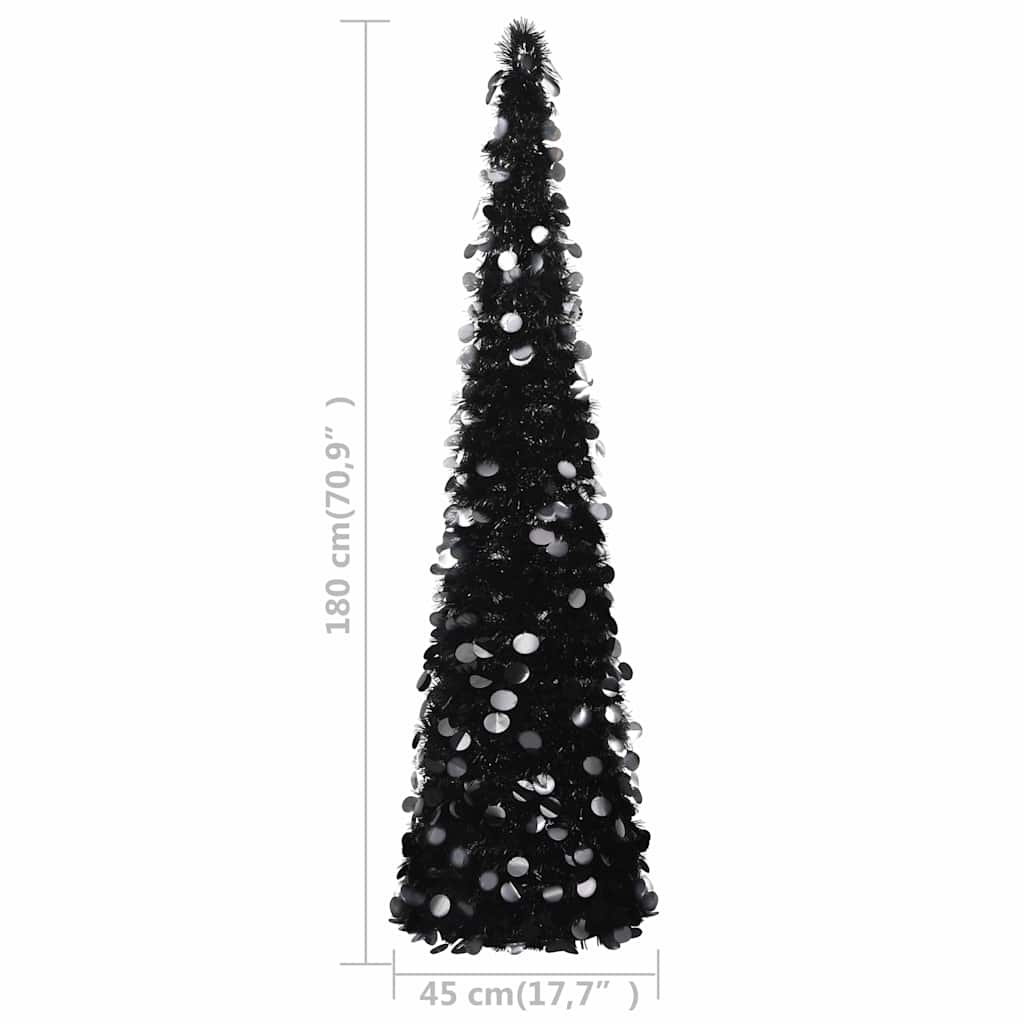 vidaXL Artificial Christmas trees PET Black - 45 x 45 x 180 cm