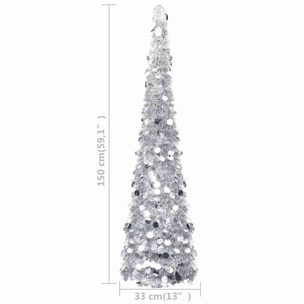 vidaXL Artificial Christmas trees PET Silver - 33 x 33 x 150 cm