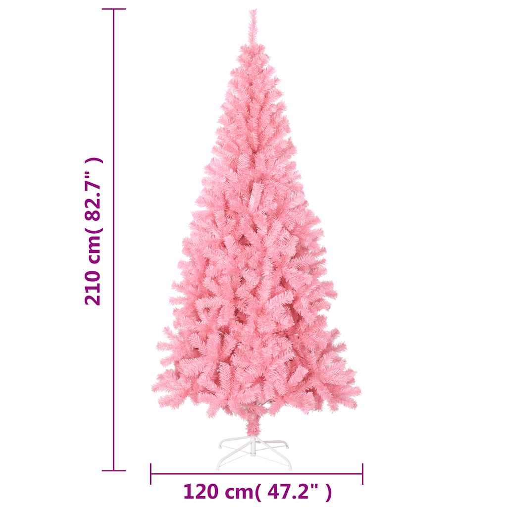 vidaXL Artificial Christmas Tree with Stand Pink 210 cm PVC - 210 x 110 cm