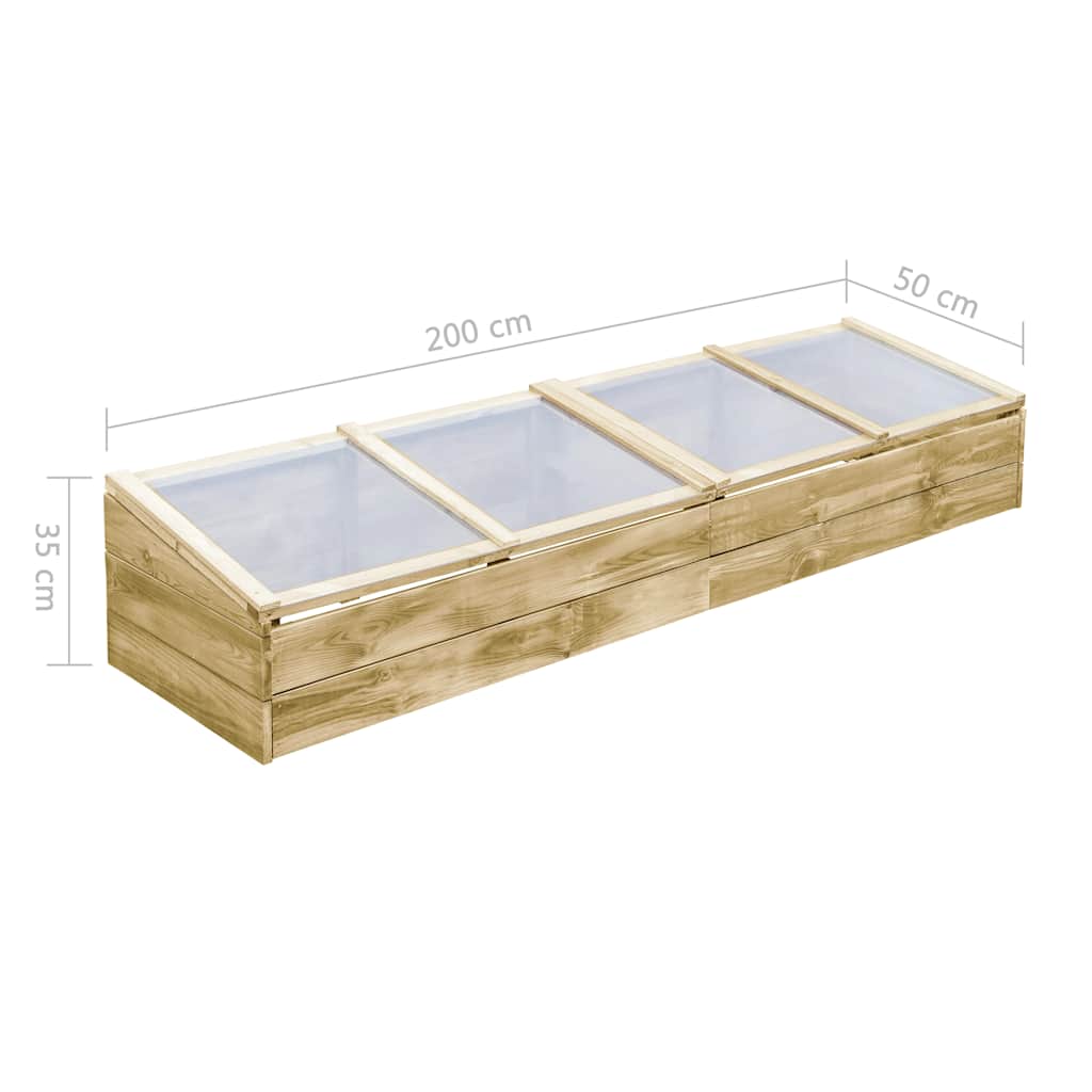vidaXL Greenhouses 2 pcs Impregnated Pinewood 200x50x35 cm - Green