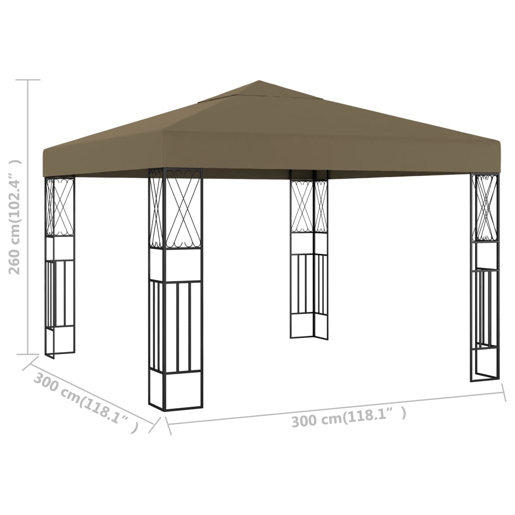 vidaXL Gazebo | Taupe | Polyester fabric and steel | 3x3 metres | Durable - 3 x 3 m