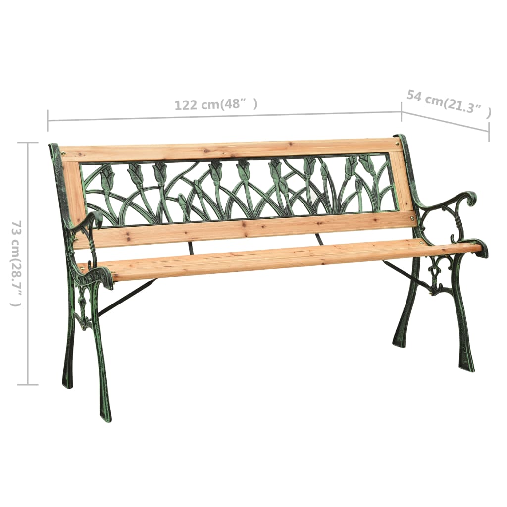 vidaXL Garden Bench 122 cm Cast Iron and Solid Firwood - Brown