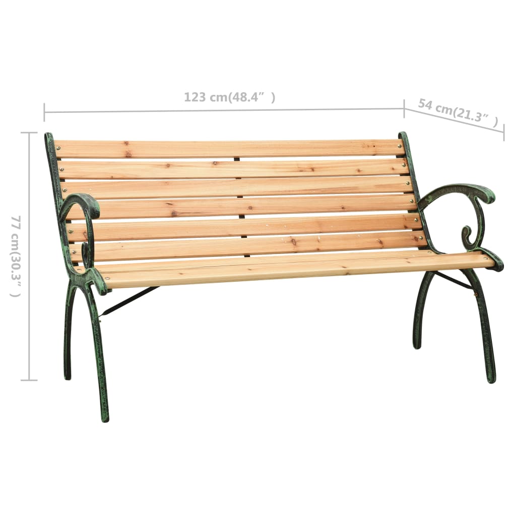 vidaXL Garden Bench | Natural Wood | Solid firwood | 123 cm wide | Durable - Brown