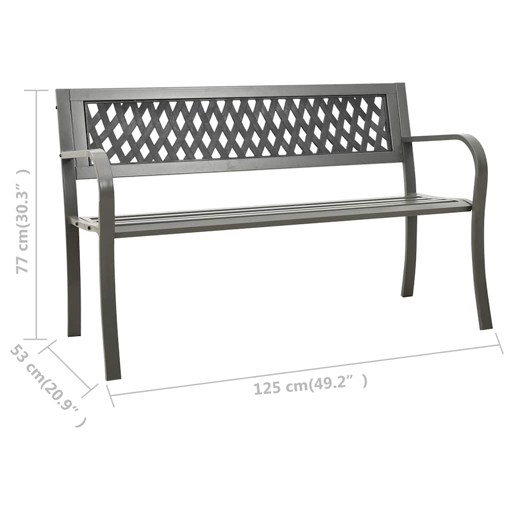vidaXL Garden Bench 125 cm Steel Grey - 30348